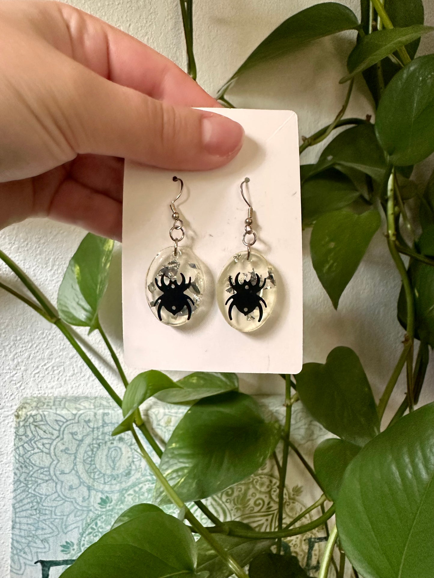 Spider Charm Resin Earrings