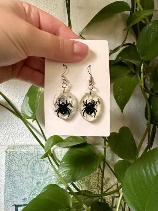 Spider Charm Resin Earrings