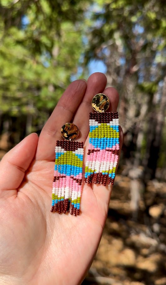 Stacked Abstract Beaded Earrings
