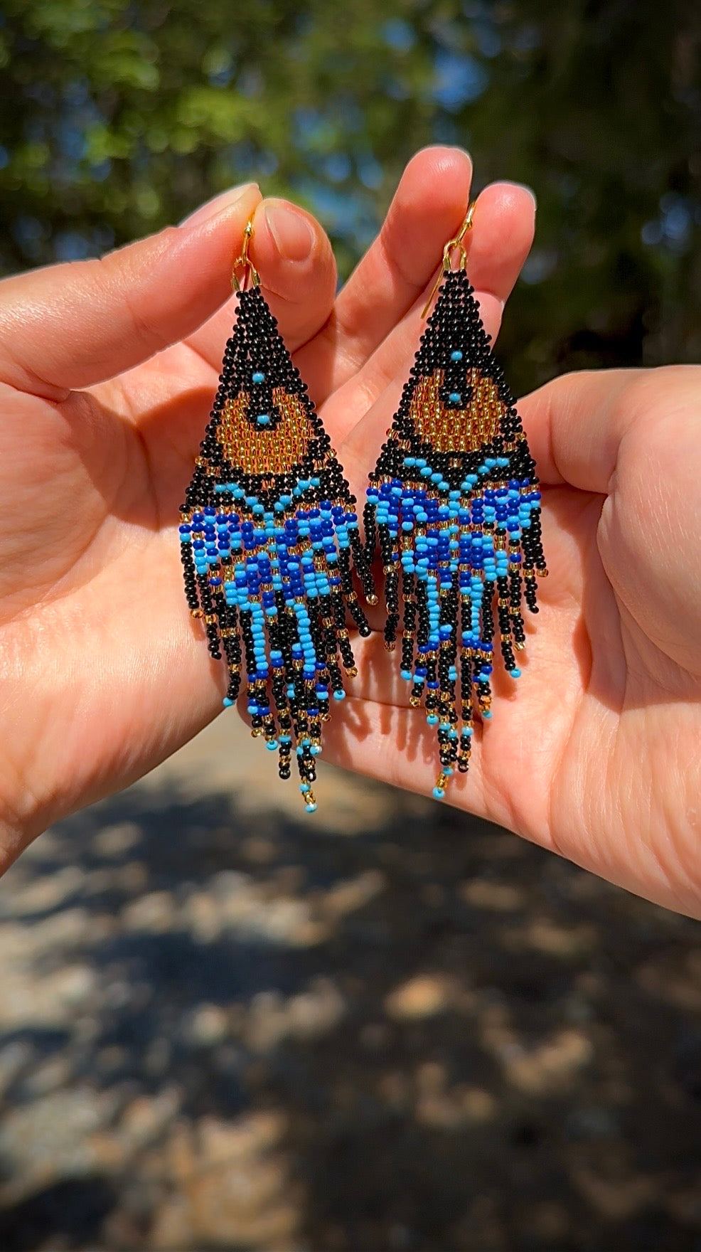 Blue Moon Moth Beaded Earrings
