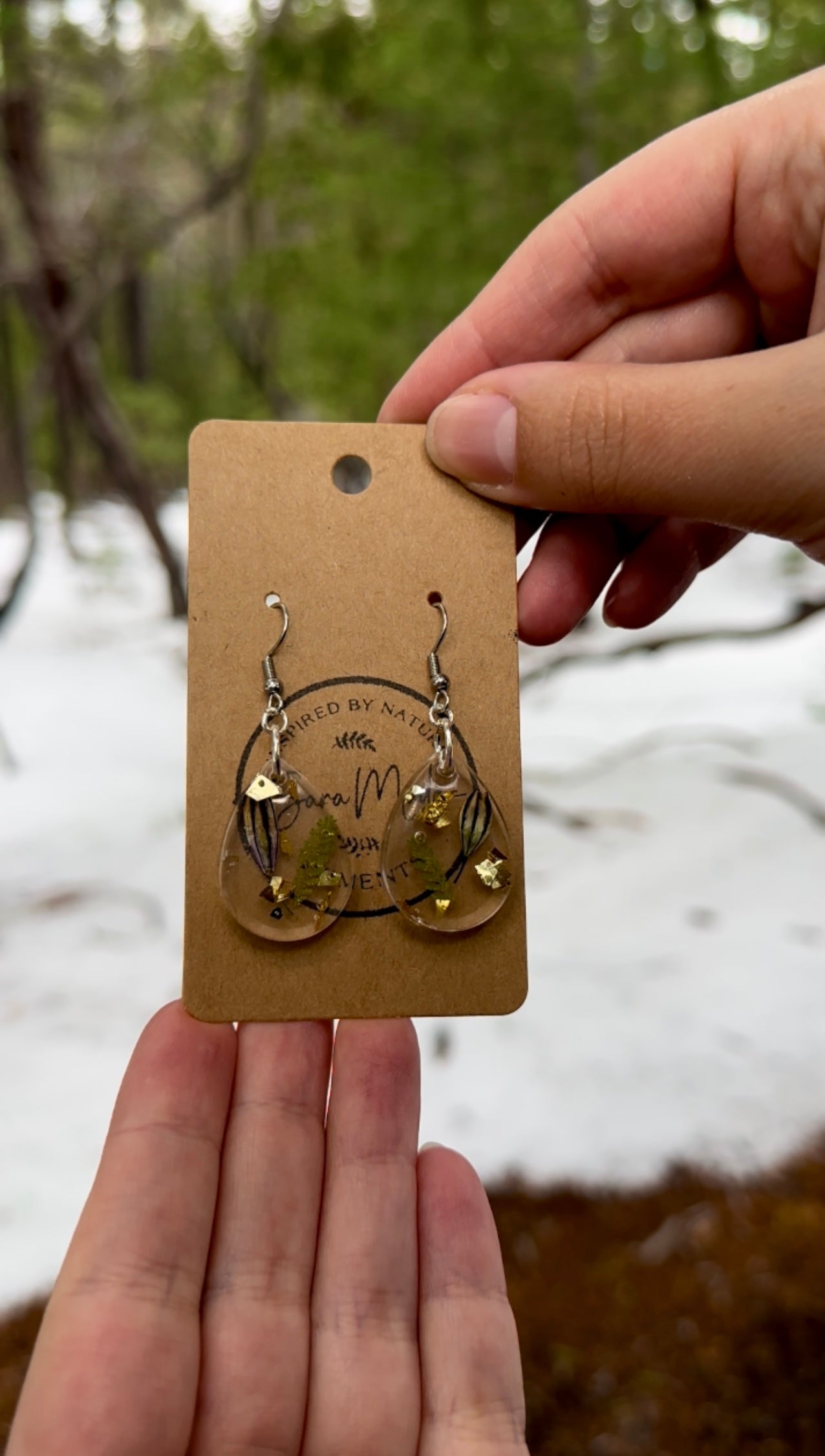 Brown Flower Resin Earrings