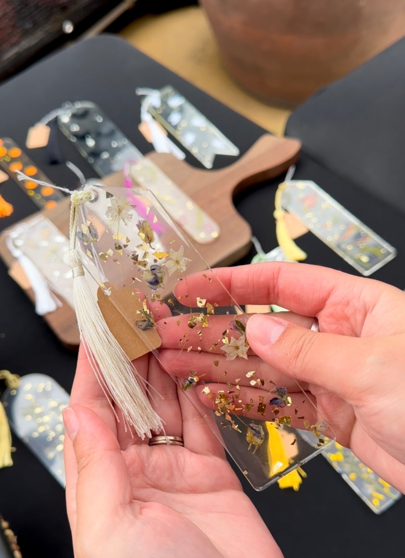 White Flower and Lupine Bookmark