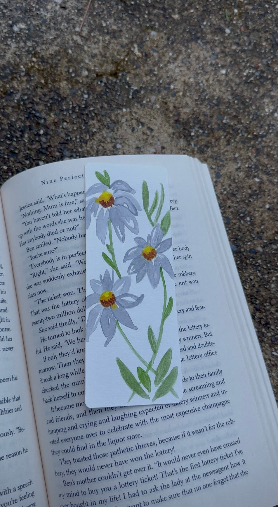 Hand Painted Watercolor Daisy Bookmark – Leafy Botanical Design