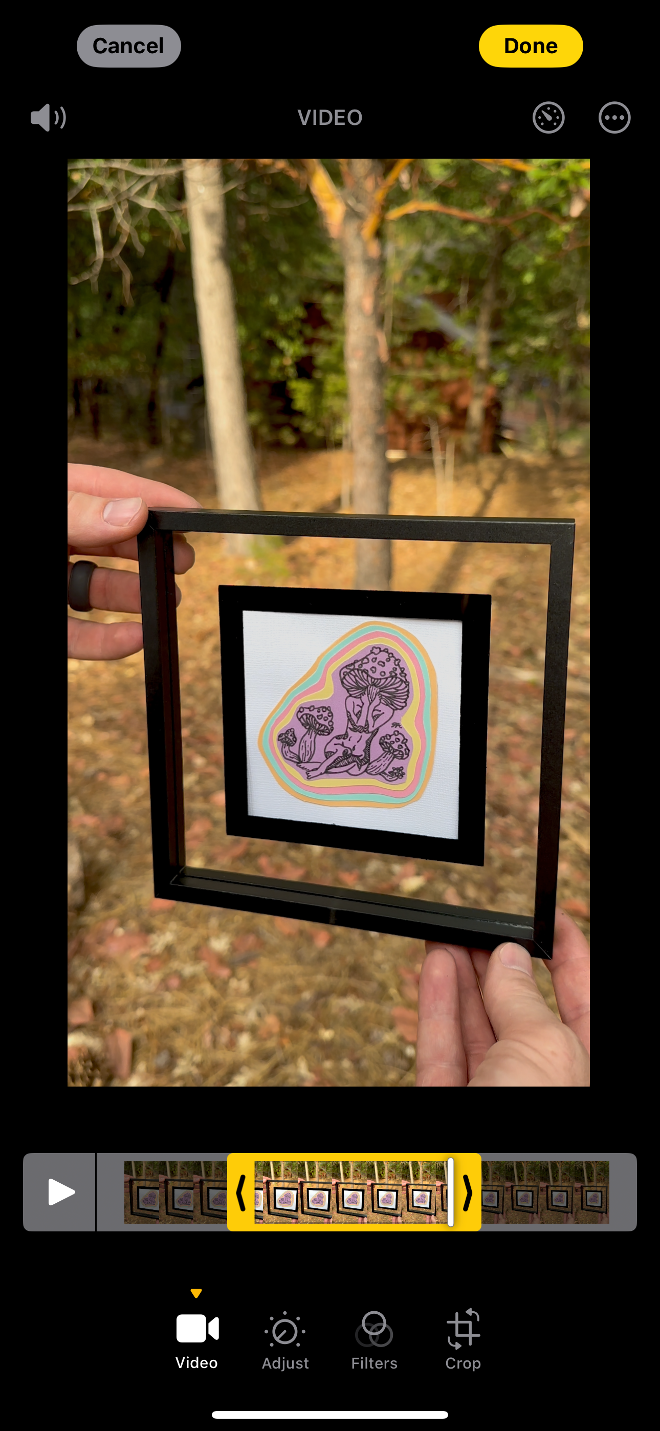 Lady of the Fungi: mushroom woman pen on paper 4x4 original artwork