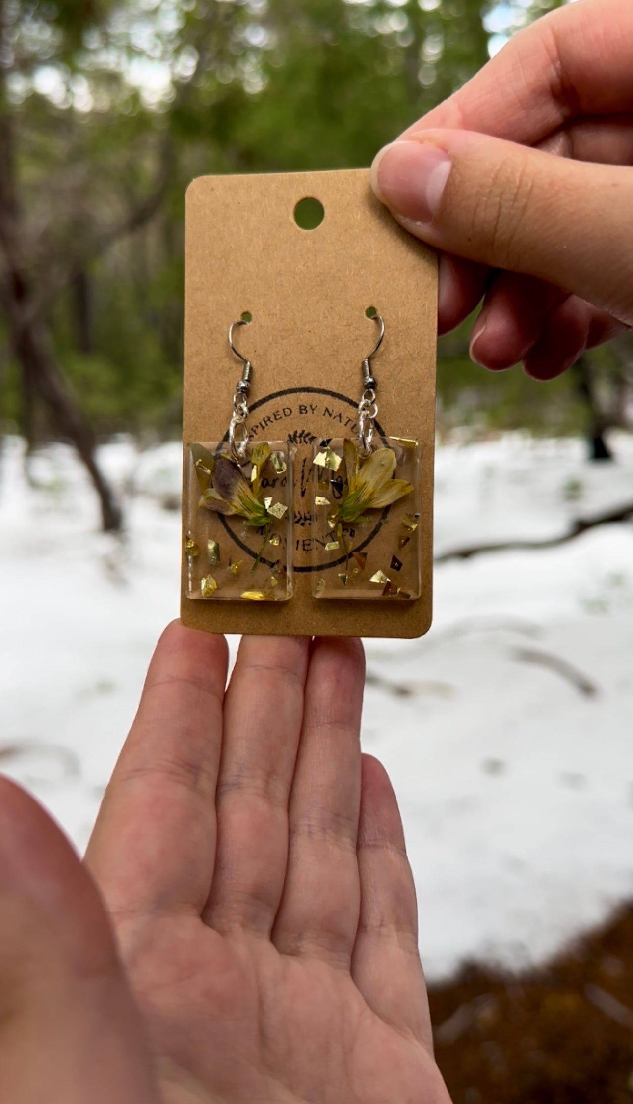 Pansy Flower Resin Earrings