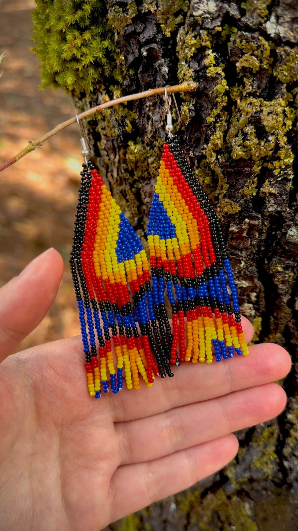 Bold Butterfly Wing Beaded Fringe Earrings | Statement Earrings | Handmade