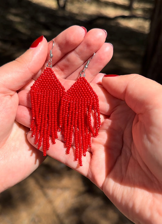 Red Beaded Earrings