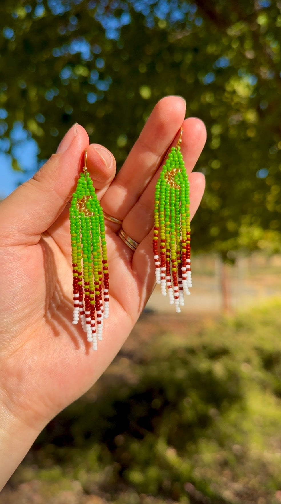 Tiny Moons π | Beaded Fringe Earrings