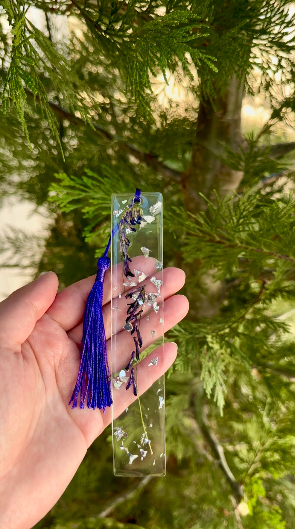 Cascading Purple Wildflower Resin Bookmark