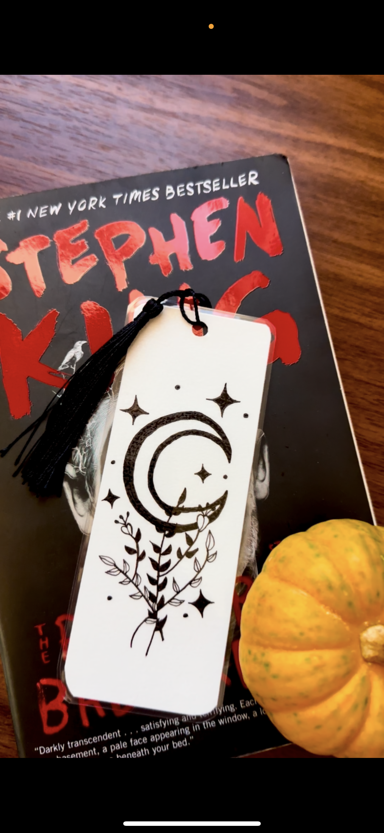 Moonlit Whispers Bookmark – Hand-Drawn Pen & Ink with Crescent Moon