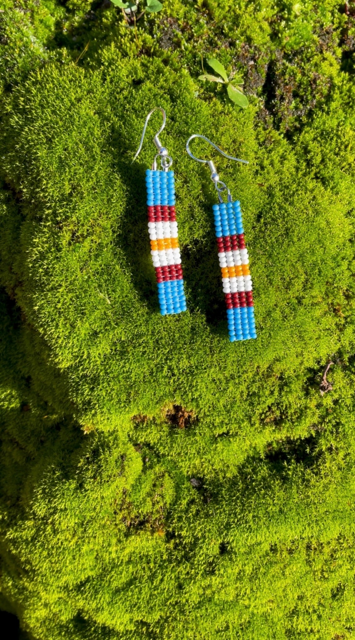Small Striped Beaded Earrings