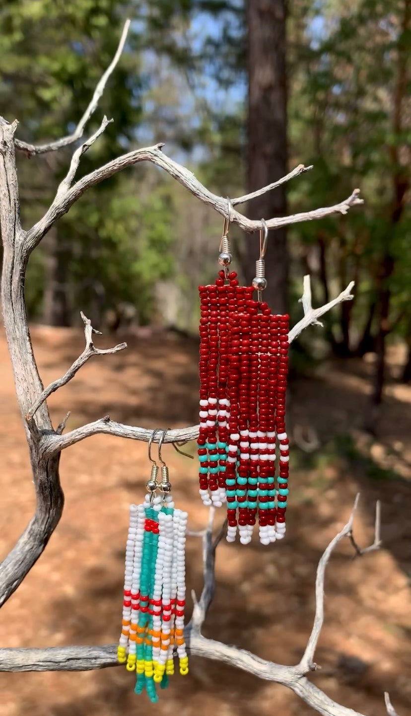 Burgundy Beaded Earrings