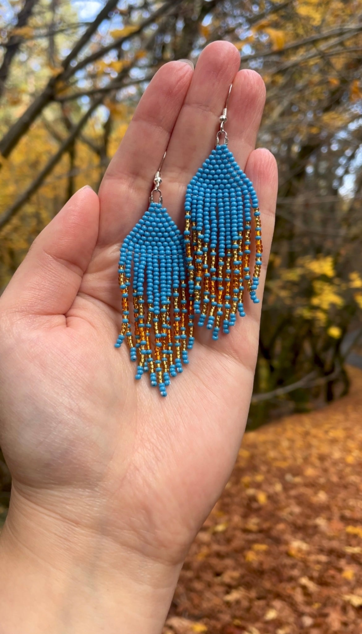 Blue Beaded Earrings