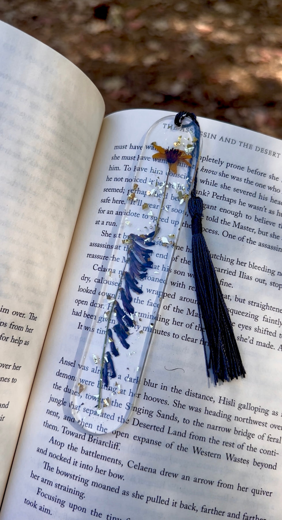 Yellow and Purple Wildflower Resin Bookmark