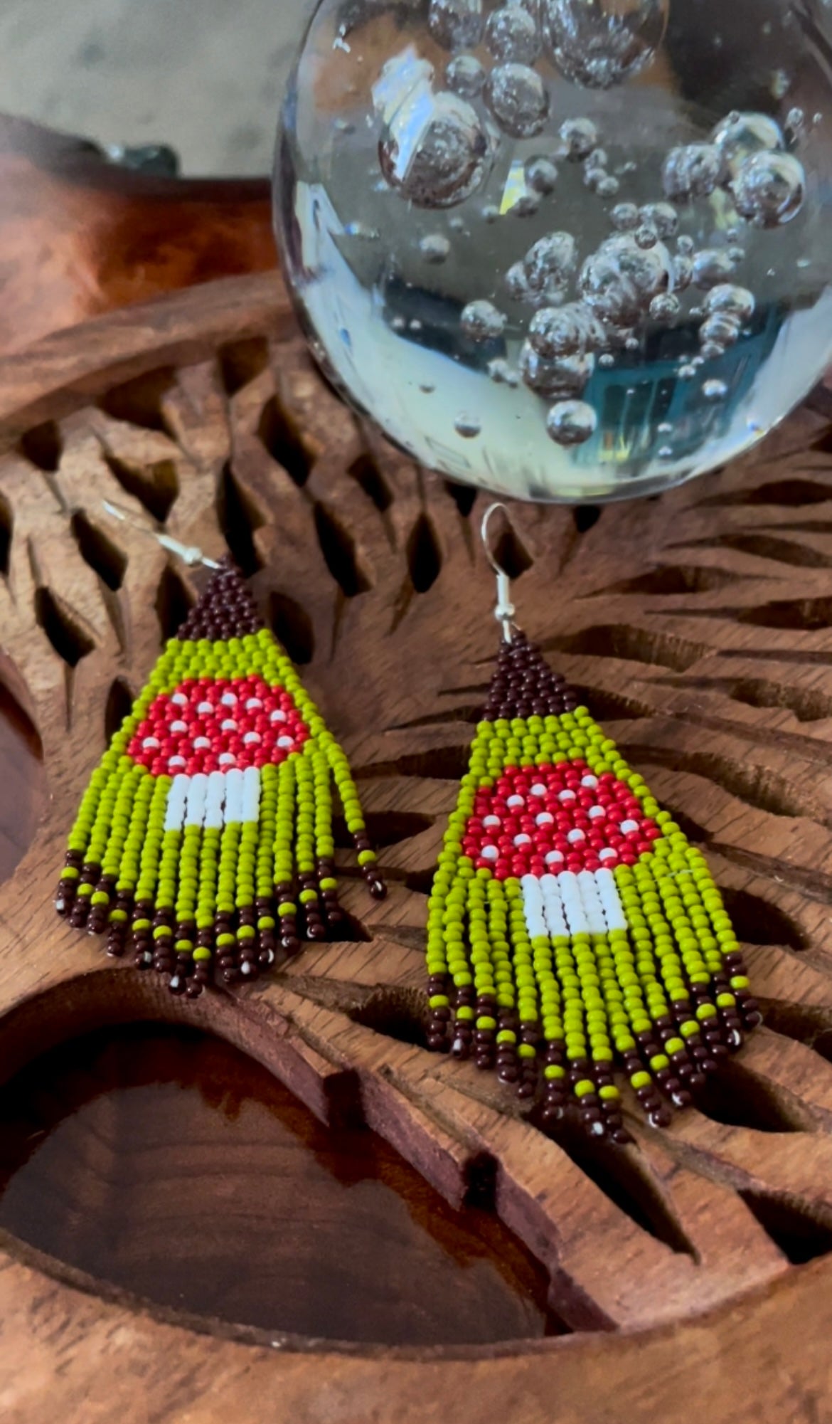 Mushroom Beaded Earrings