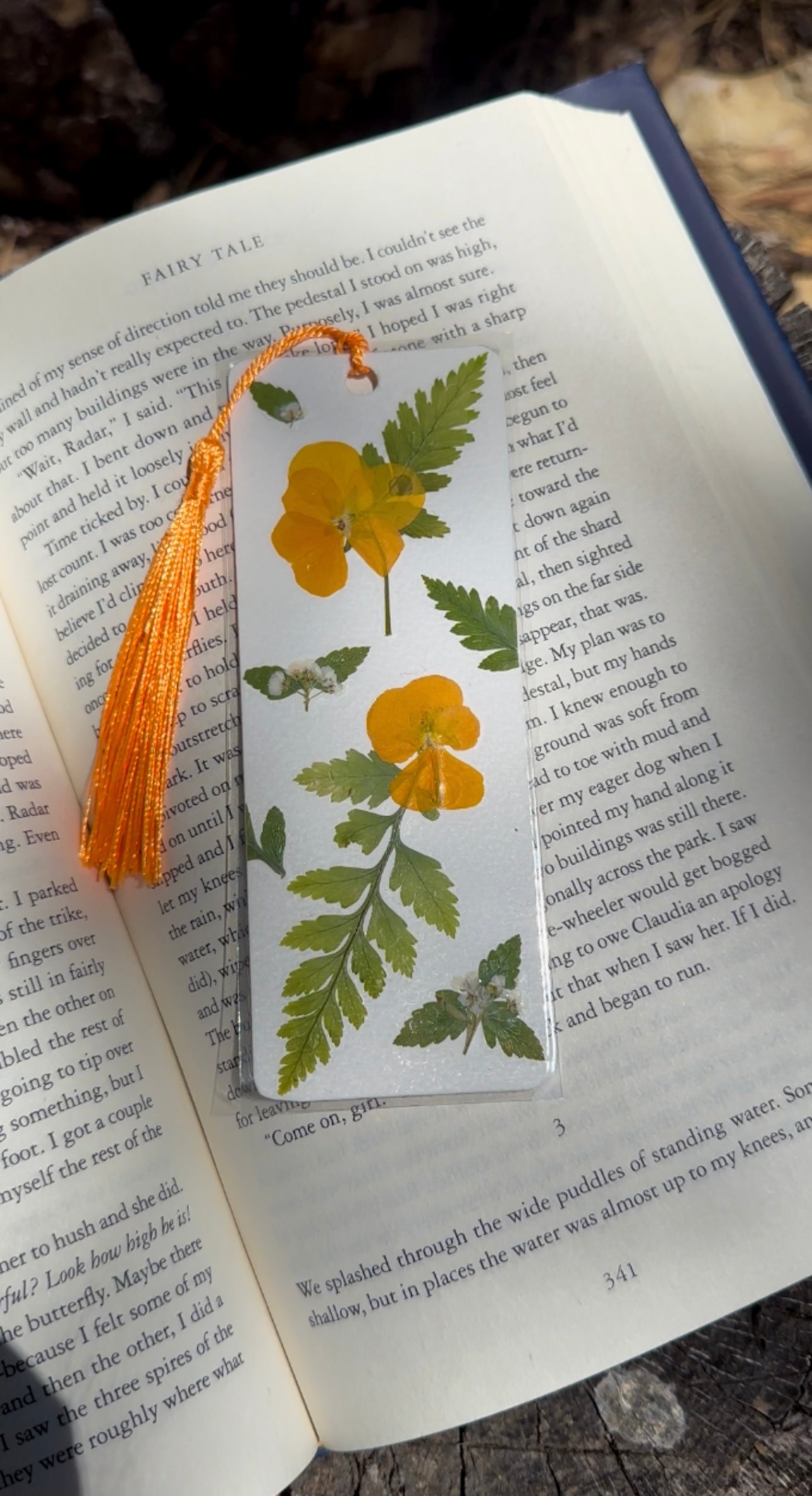 Yellow Pansy and Fern Bookmark