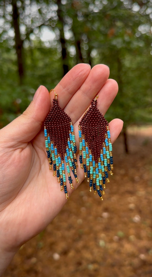 Tahoe-Inspired Beaded Fringe Earrings – Earth & Lake Blues