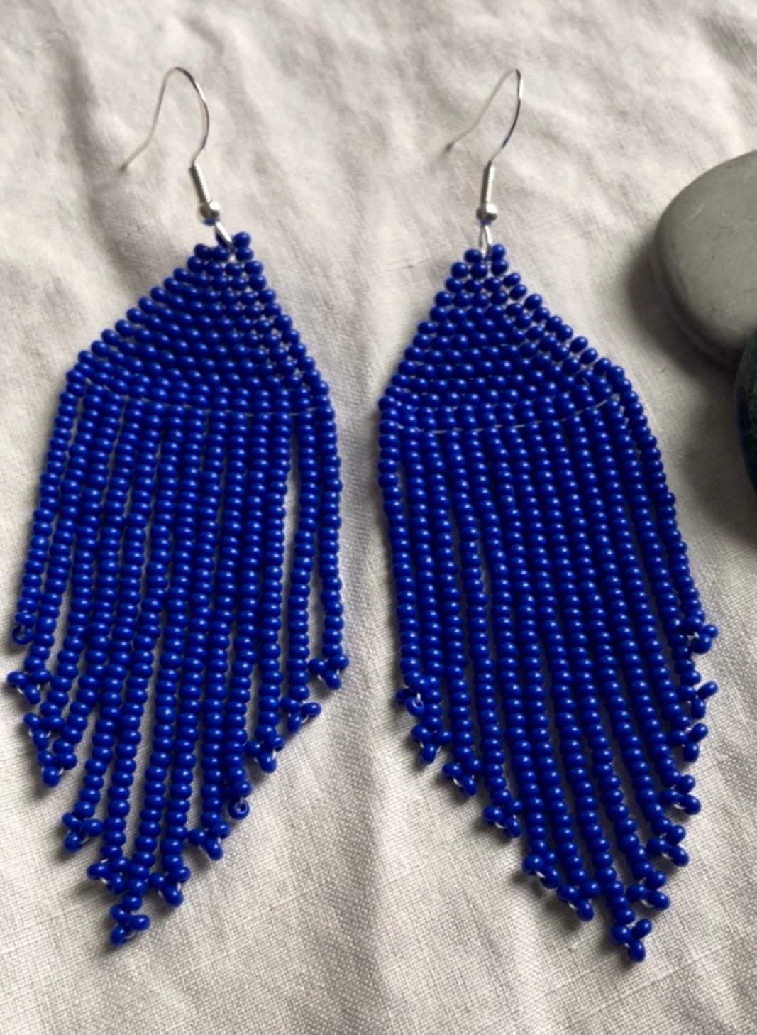 Blue Beaded Earrings