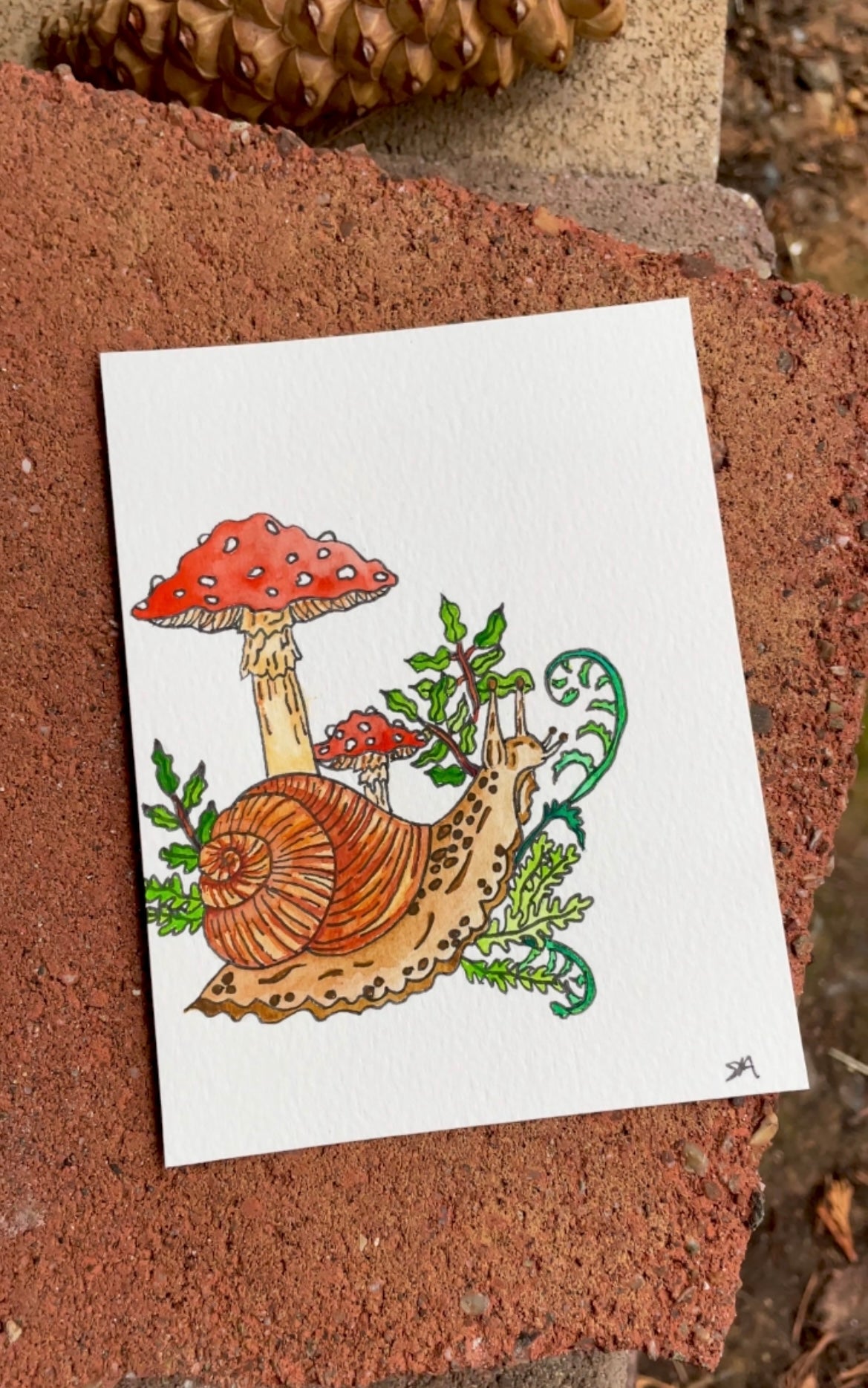 Snail & Toadstool Painting