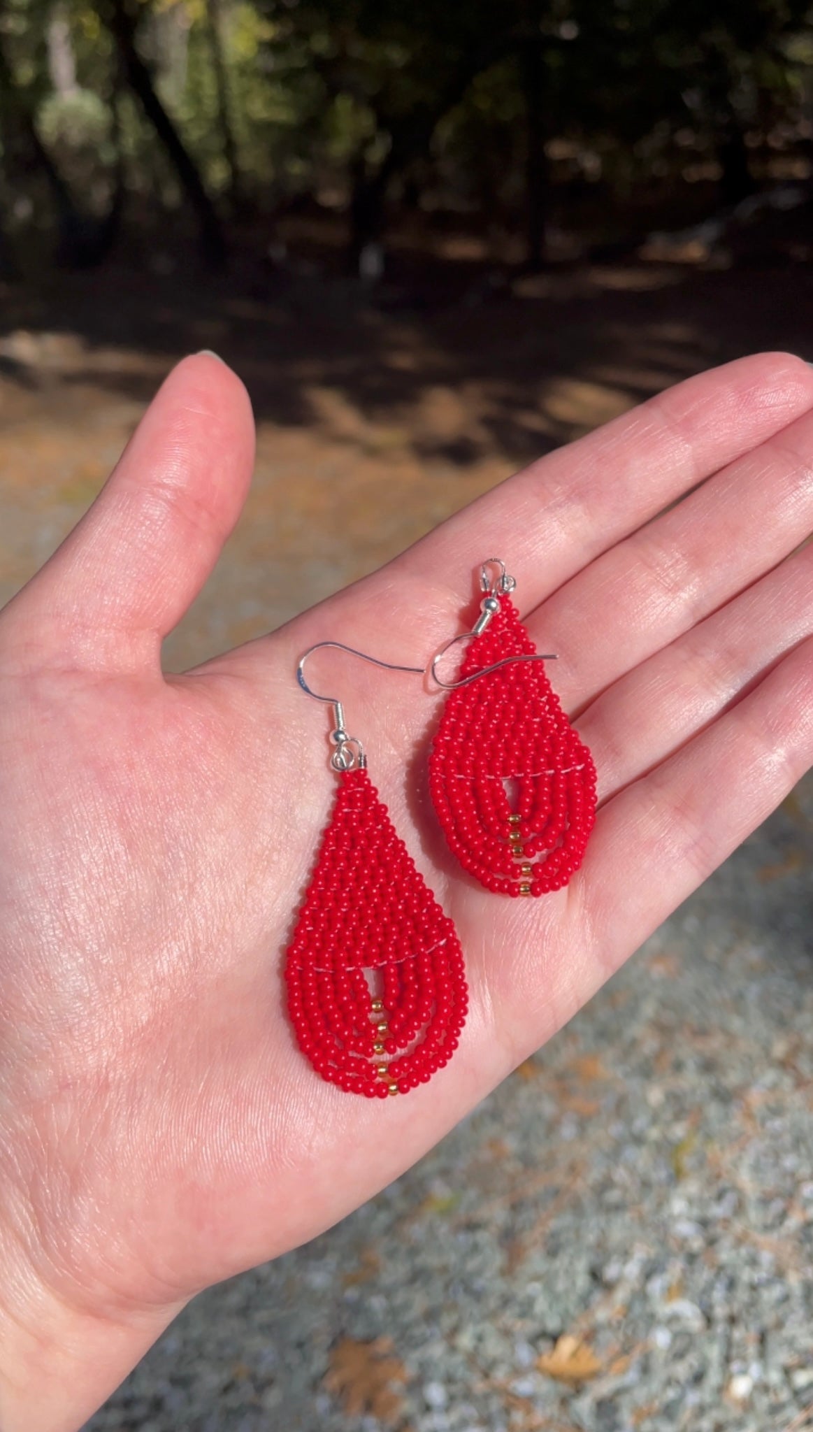 Red Beaded Earrings