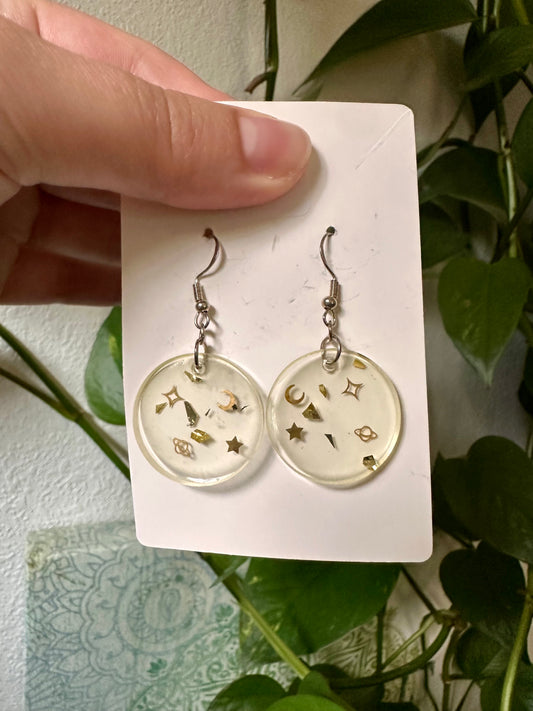 Round Celestial Resin Earrings