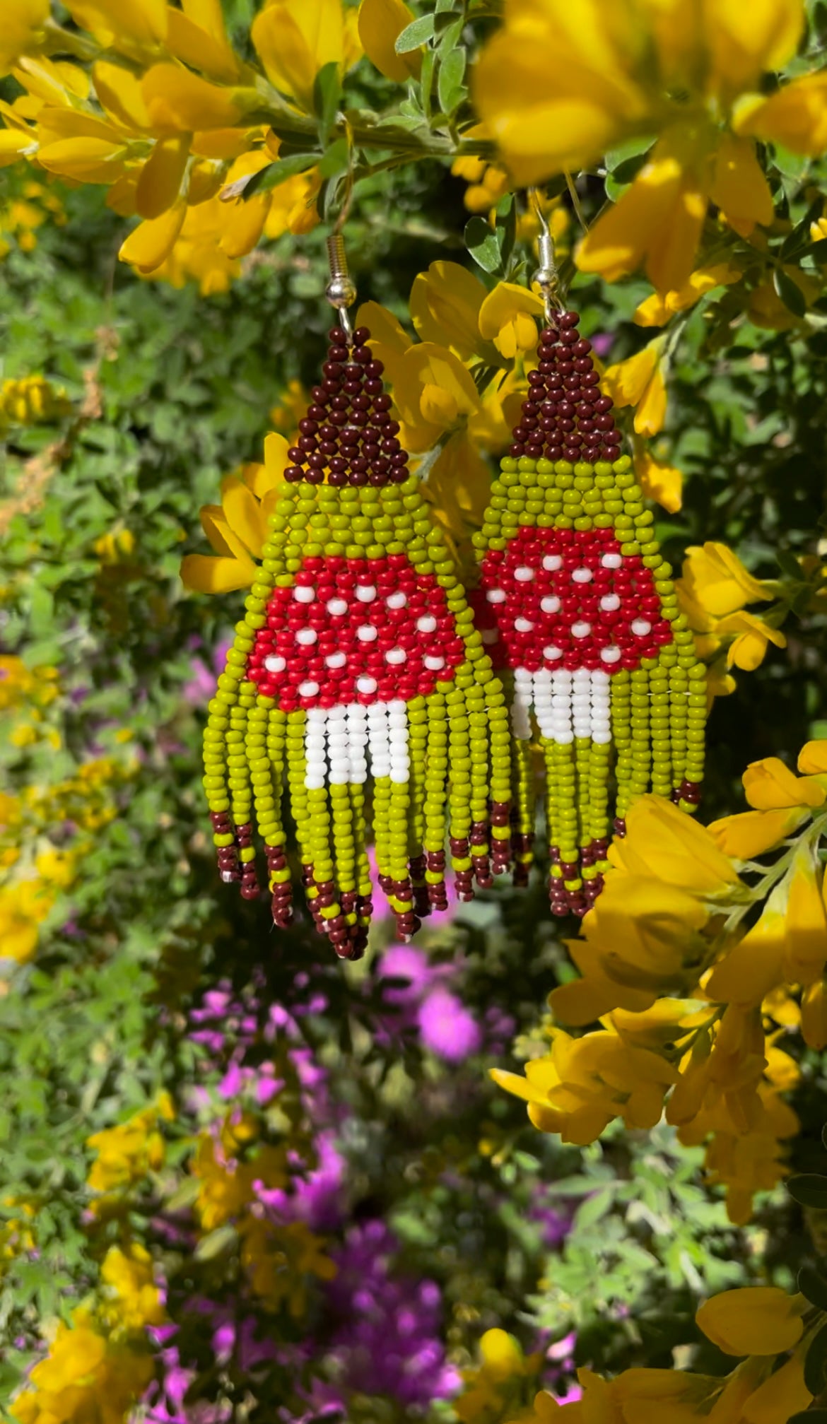 Mushroom Beaded Earrings