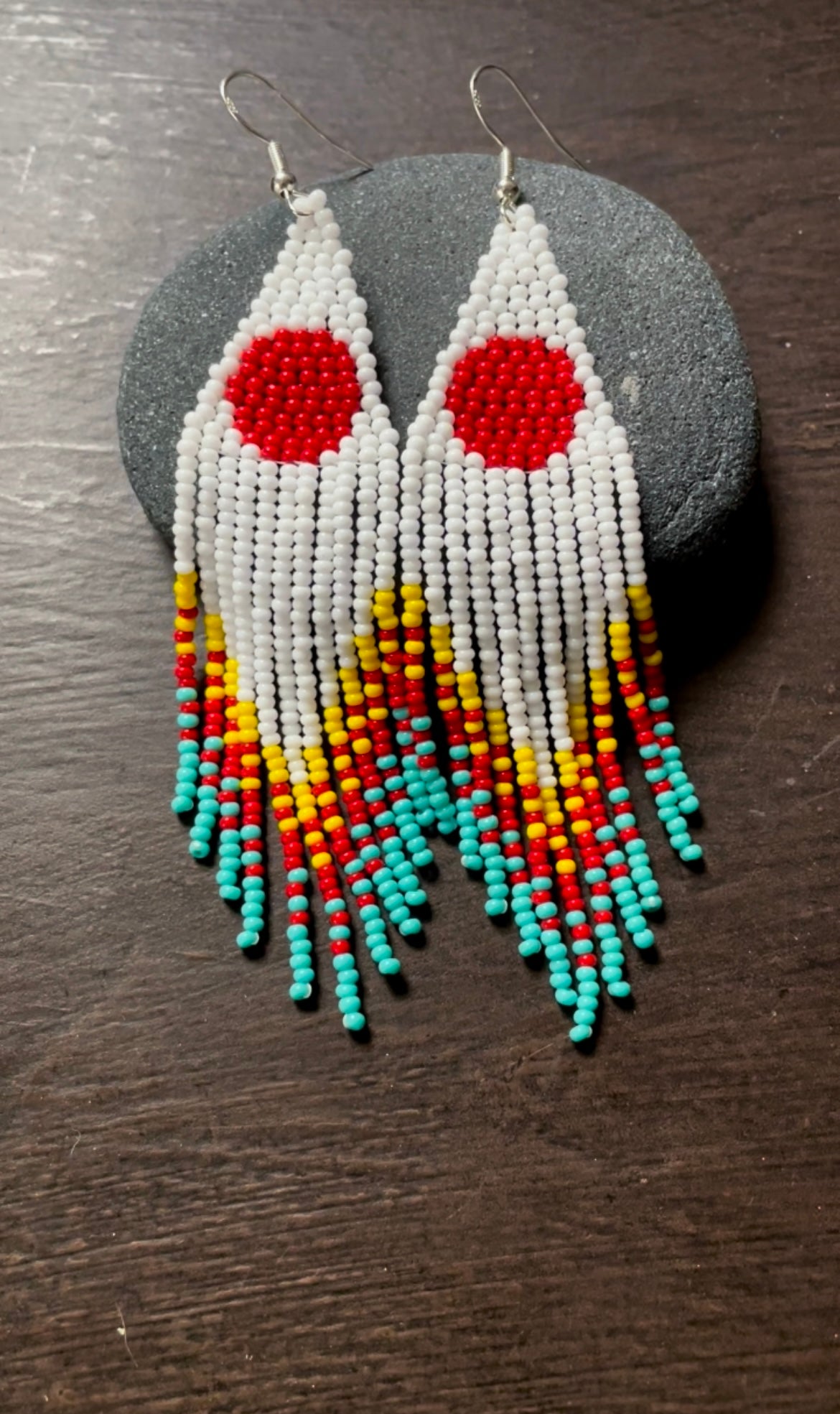 Red Sun Beaded Earrings