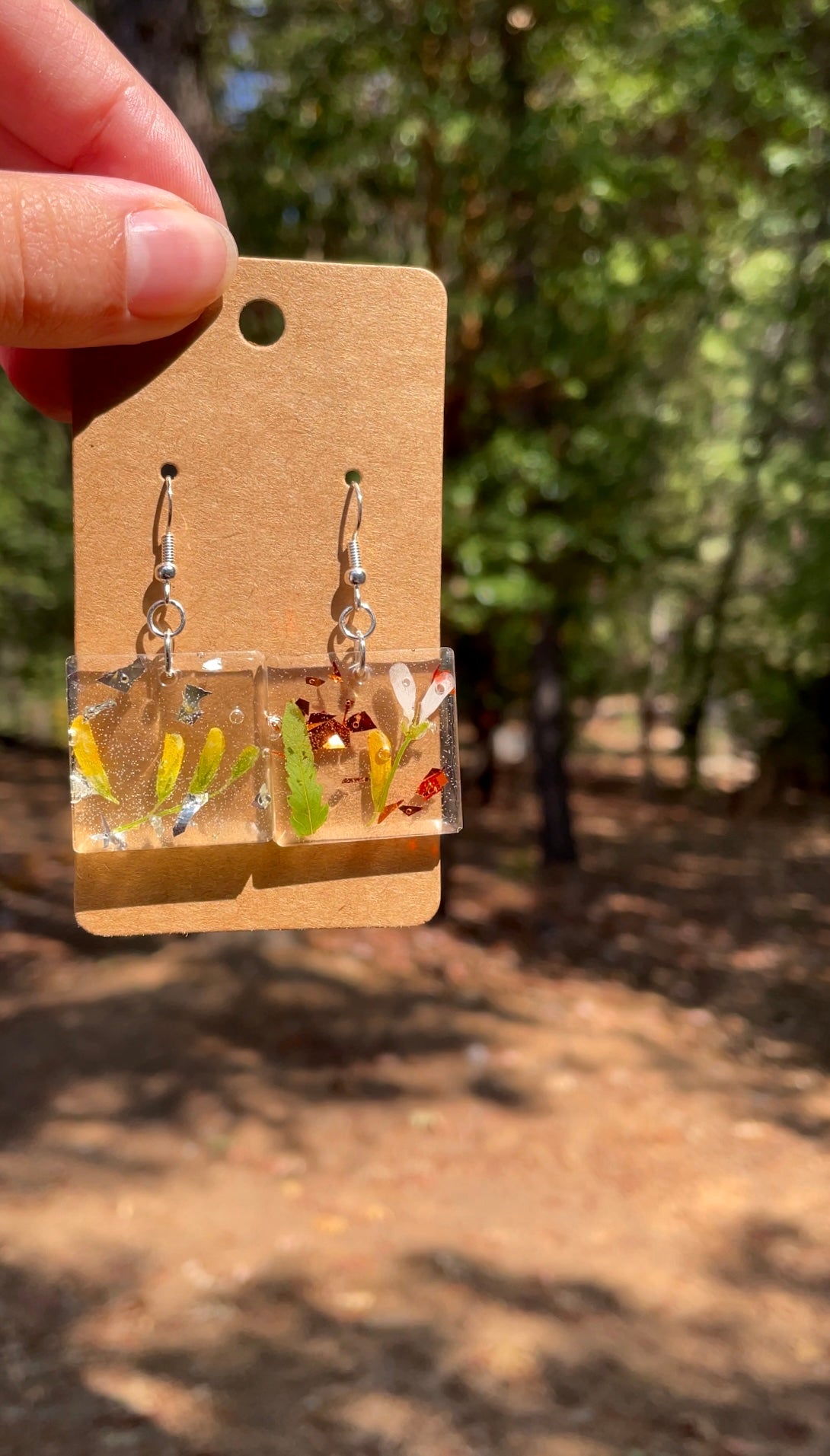 Yellow and White Flower Epoxy Earrings