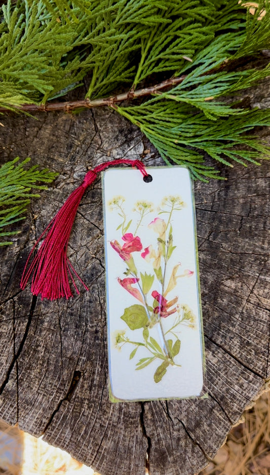 Pink Pressed Flower Bookmark