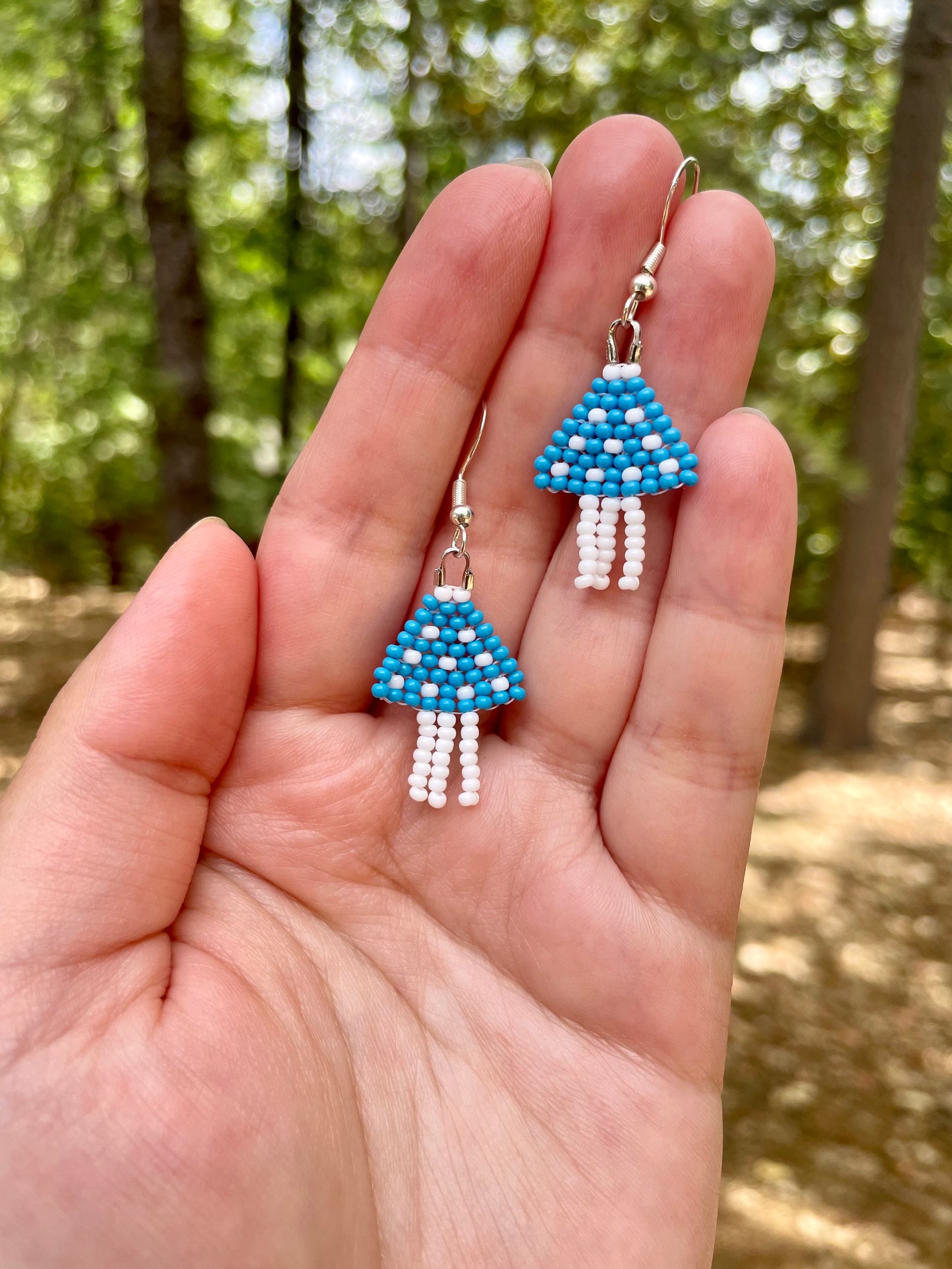 Blue Mushroom Earrings