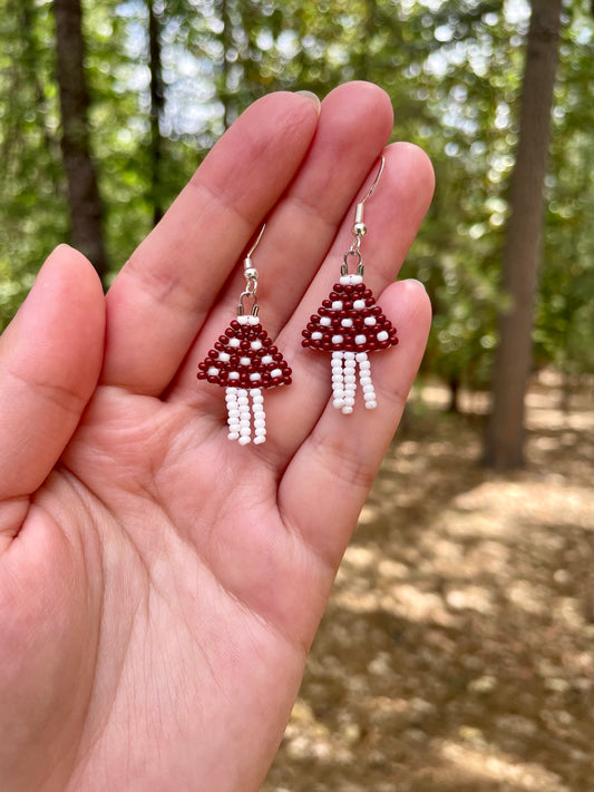 Burgundy Mushroom Earrings