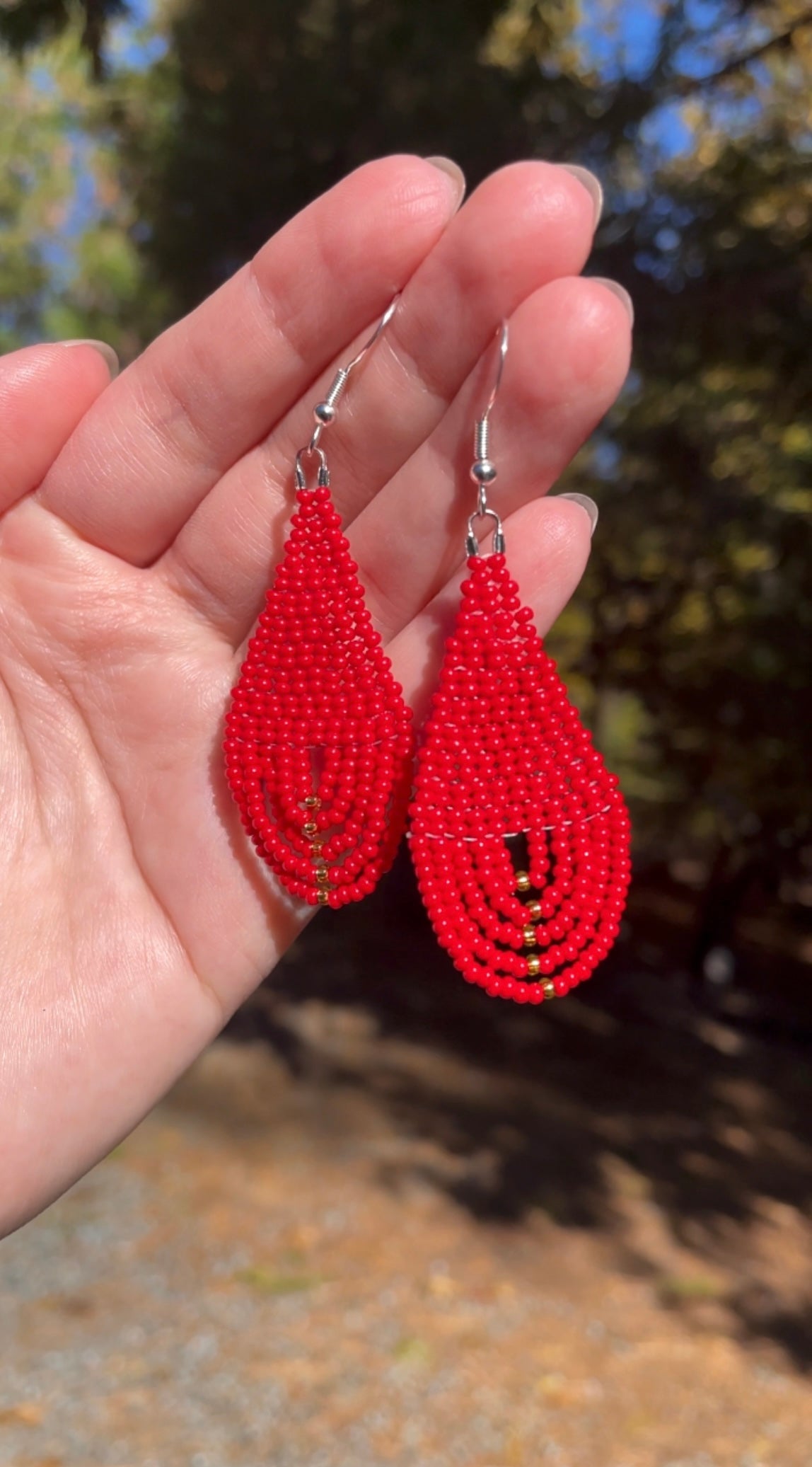 Red Beaded Earrings