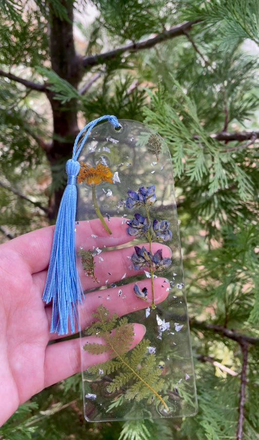 Lupine & Flower Resin Bookmark