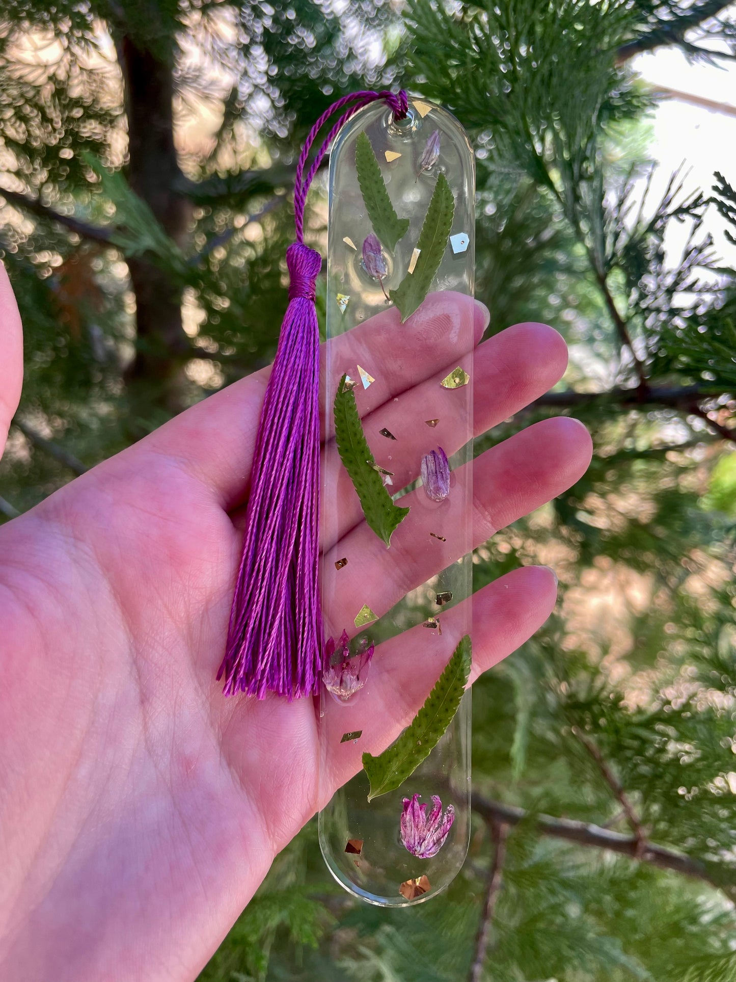 Pink Flower and Fern Bookmark