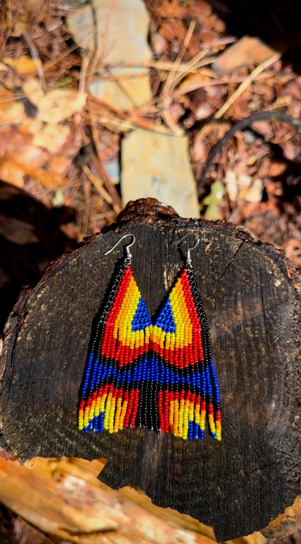 Bold Butterfly Wing Beaded Fringe Earrings | Statement Earrings | Handmade