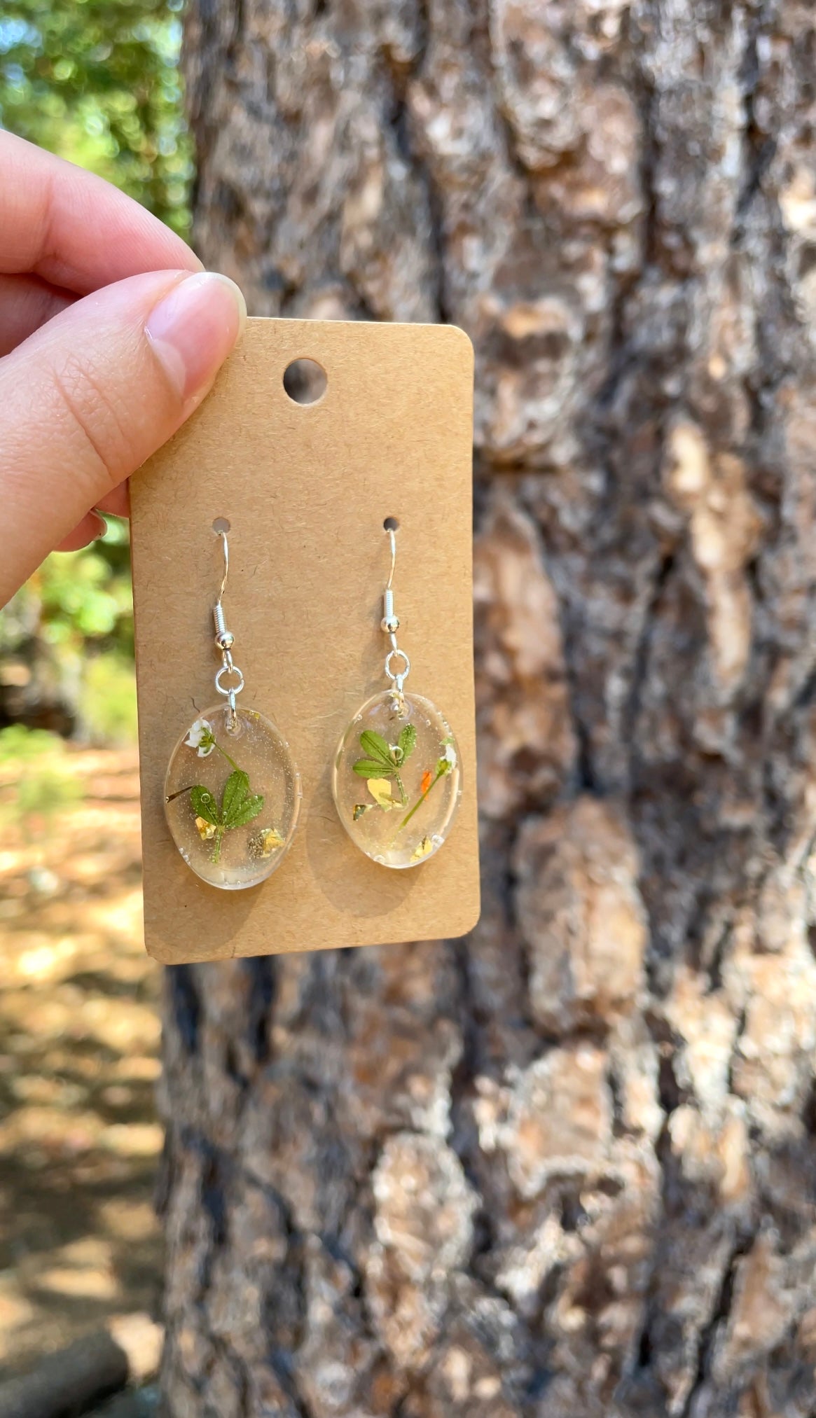 Pressed Clover Epoxy Earrings