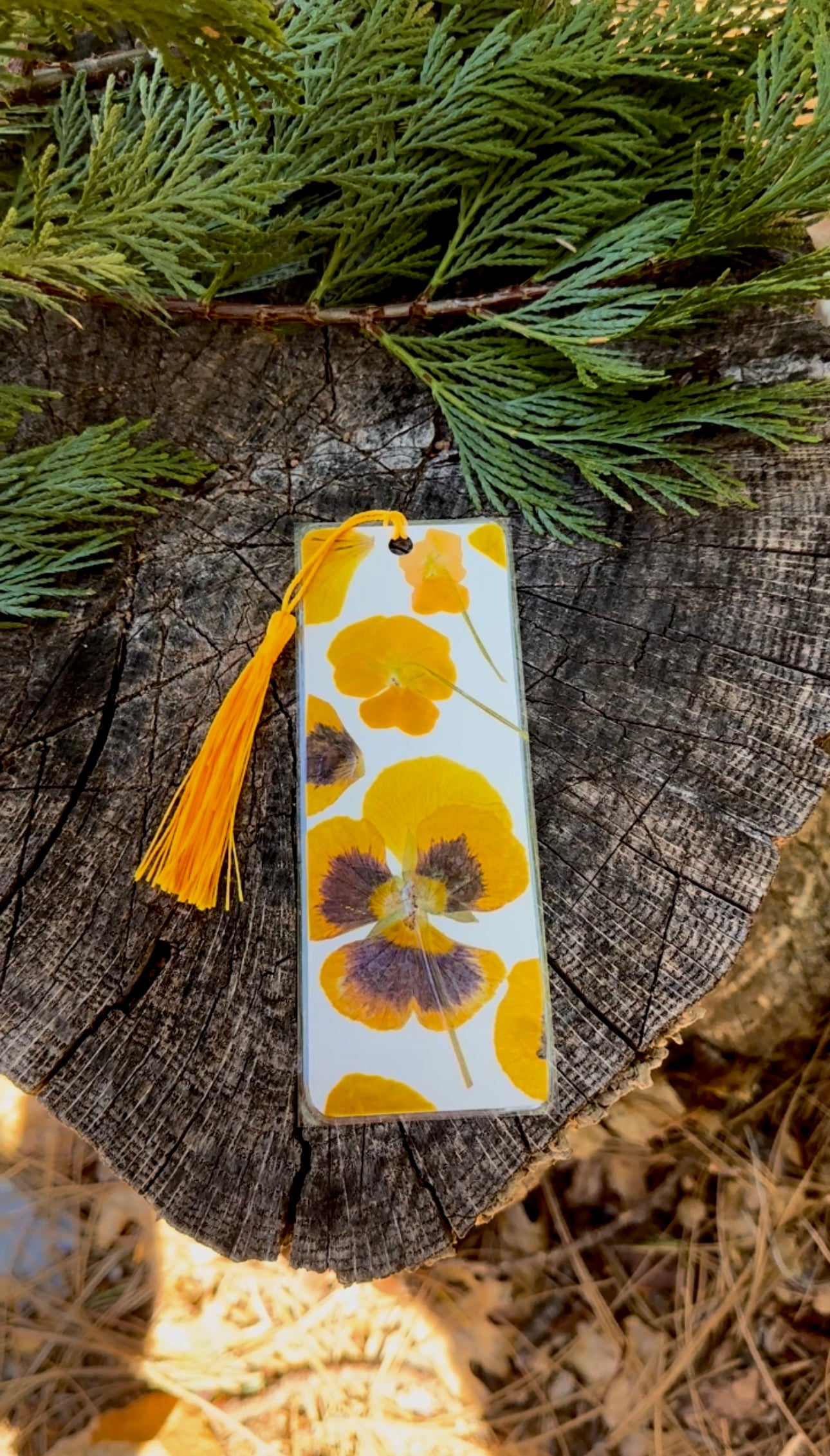 Yellow Pansy Pressed Bookmark
