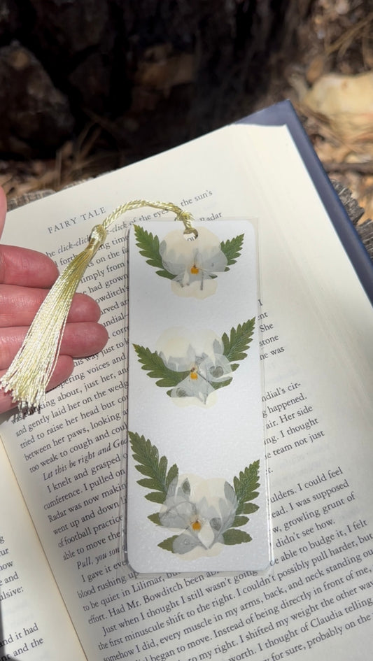 White Pansy Bookmark