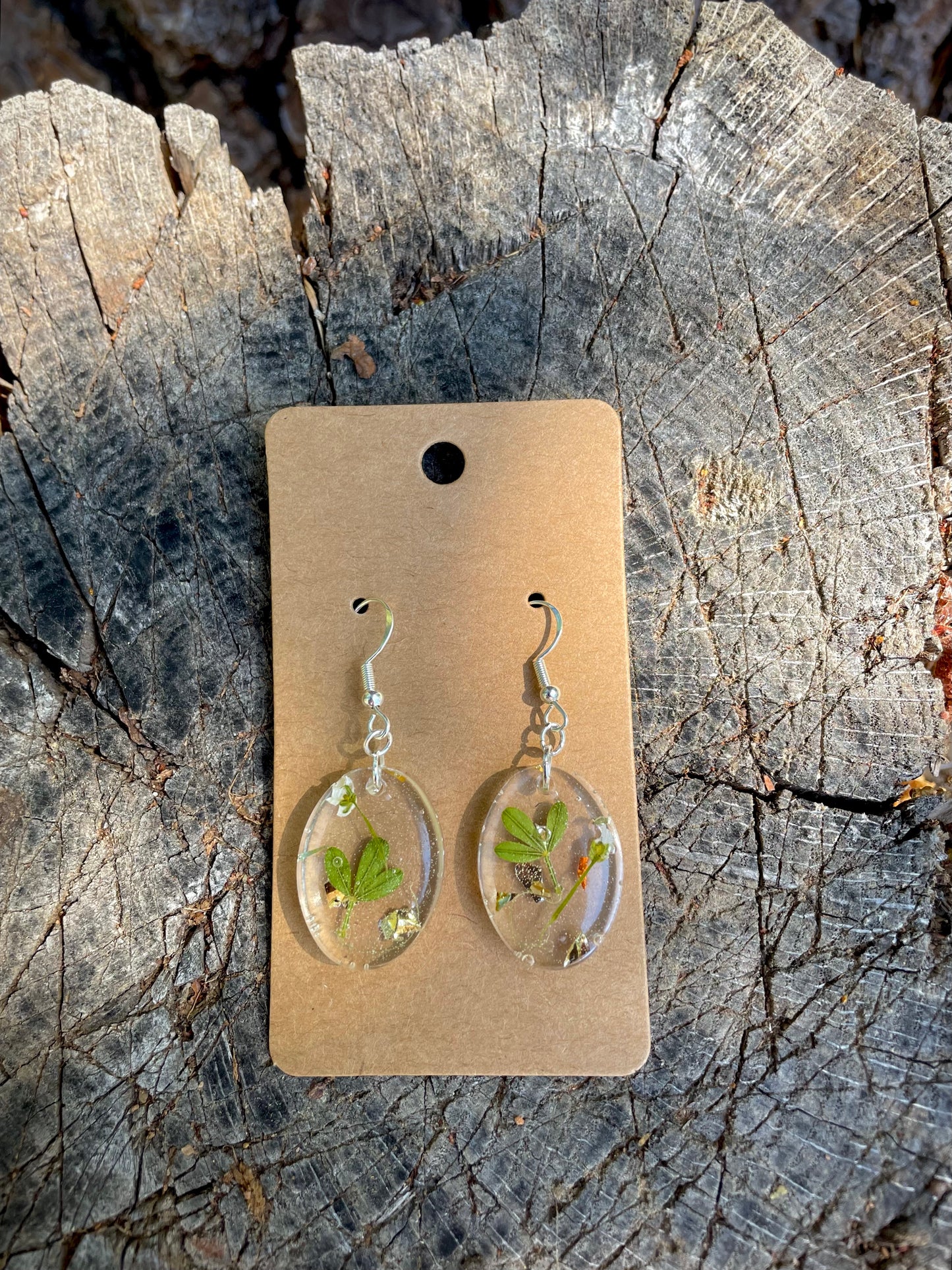 Pressed Clover Epoxy Earrings