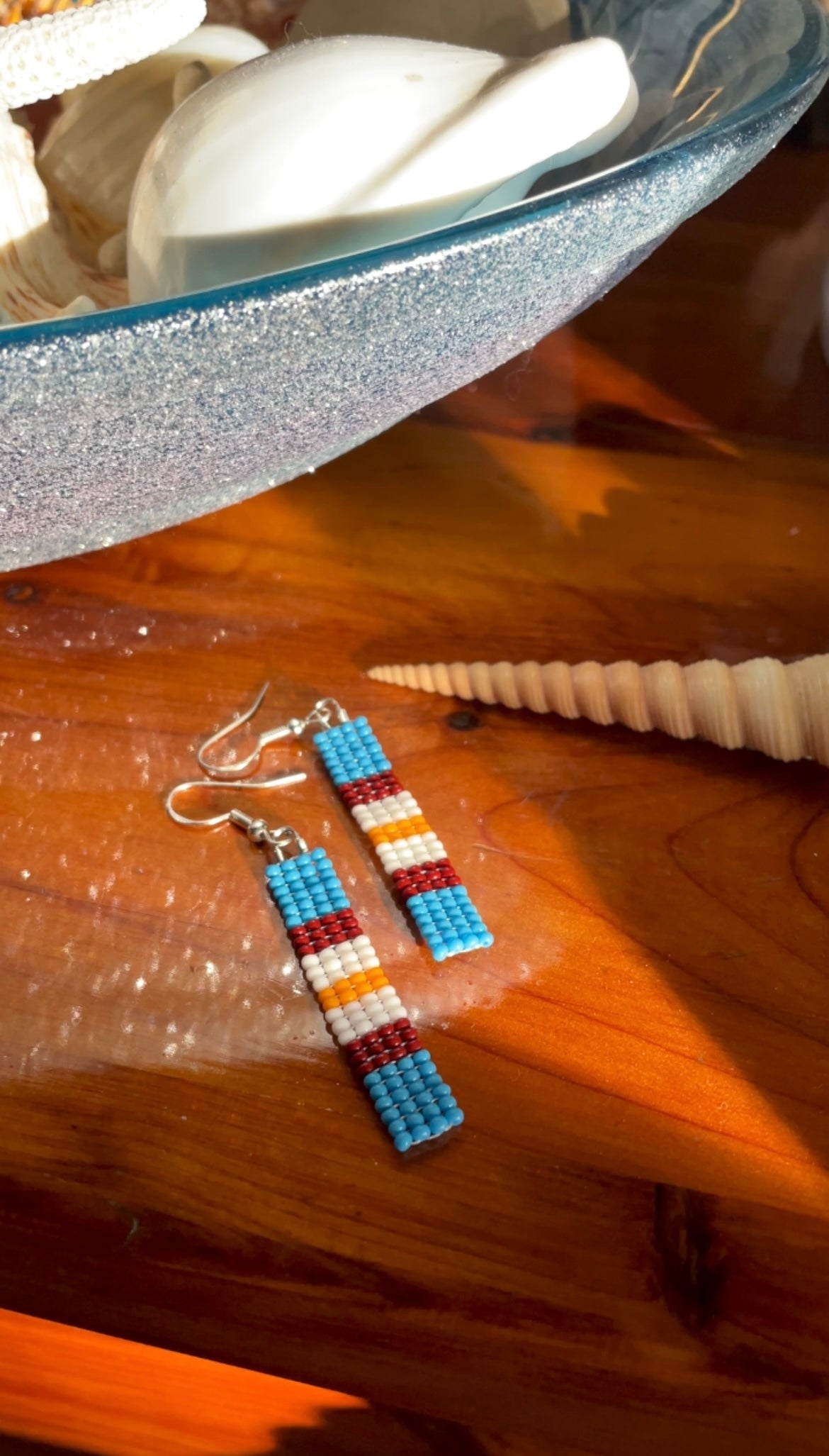 Small Striped Beaded Earrings