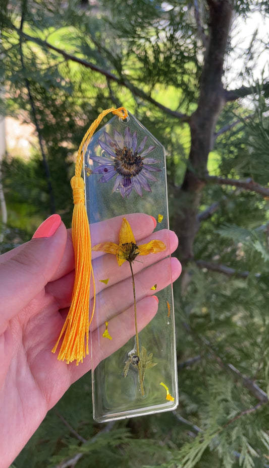 Yellow and Purple Flower Bookmark