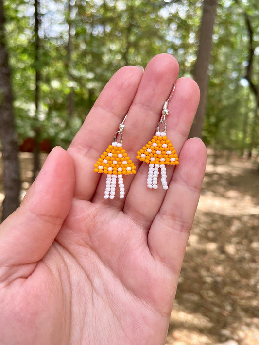 Orange Mushroom Earrings