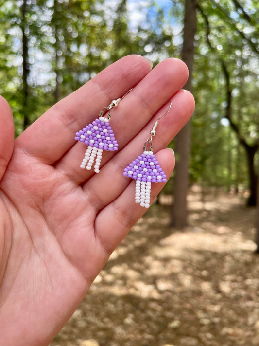 Purple Mushroom Earrings