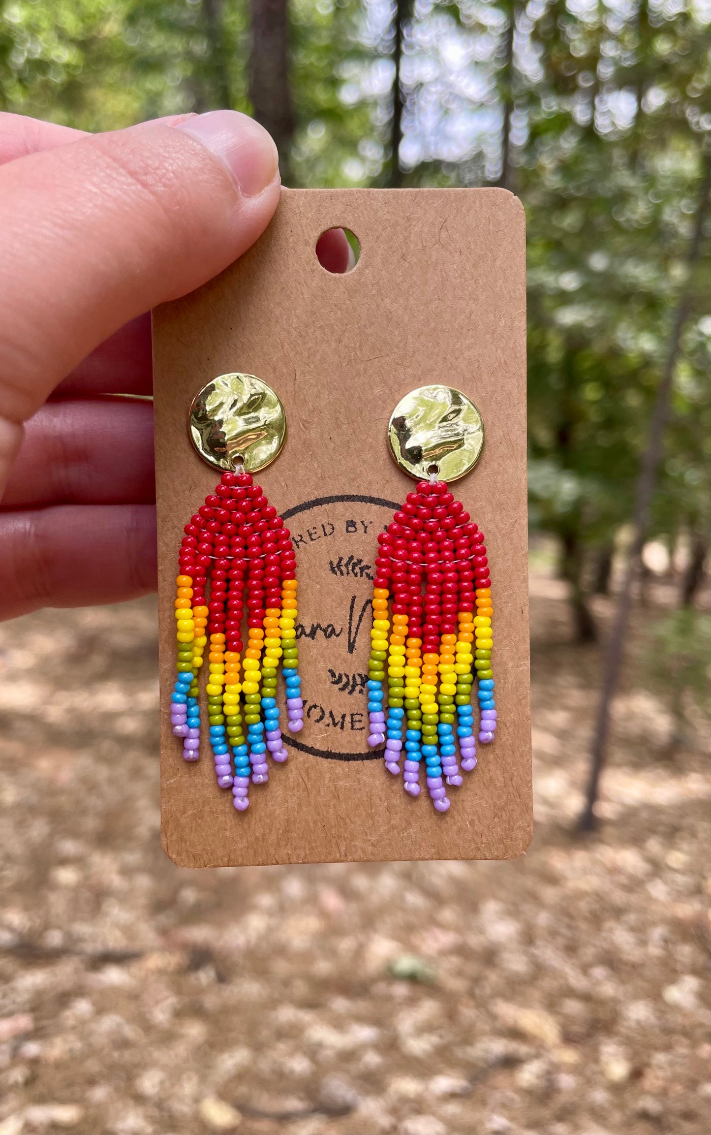 Rainbow Stud Beaded Earrings