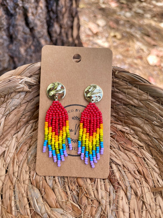 Rainbow Stud Beaded Earrings