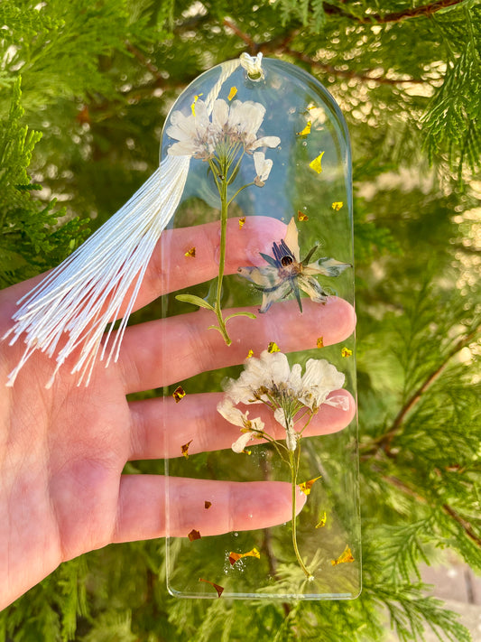 White and Blue Flower Bookmark