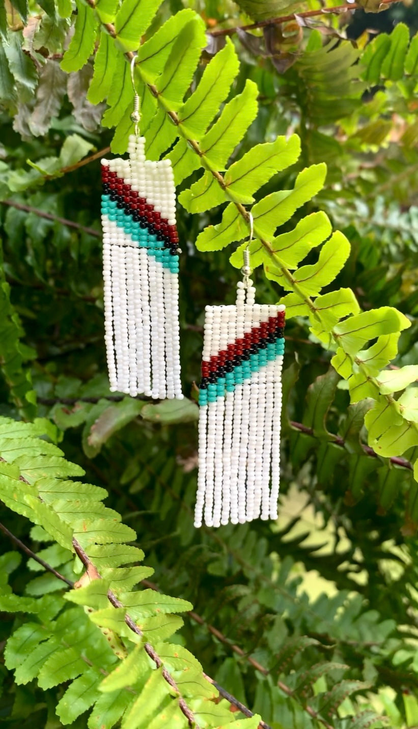 White Beaded Earrings