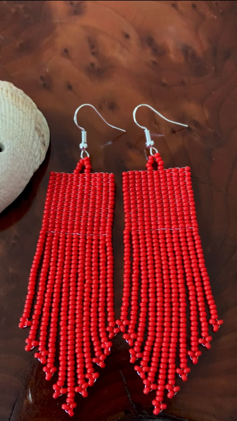 Red Beaded Earrings