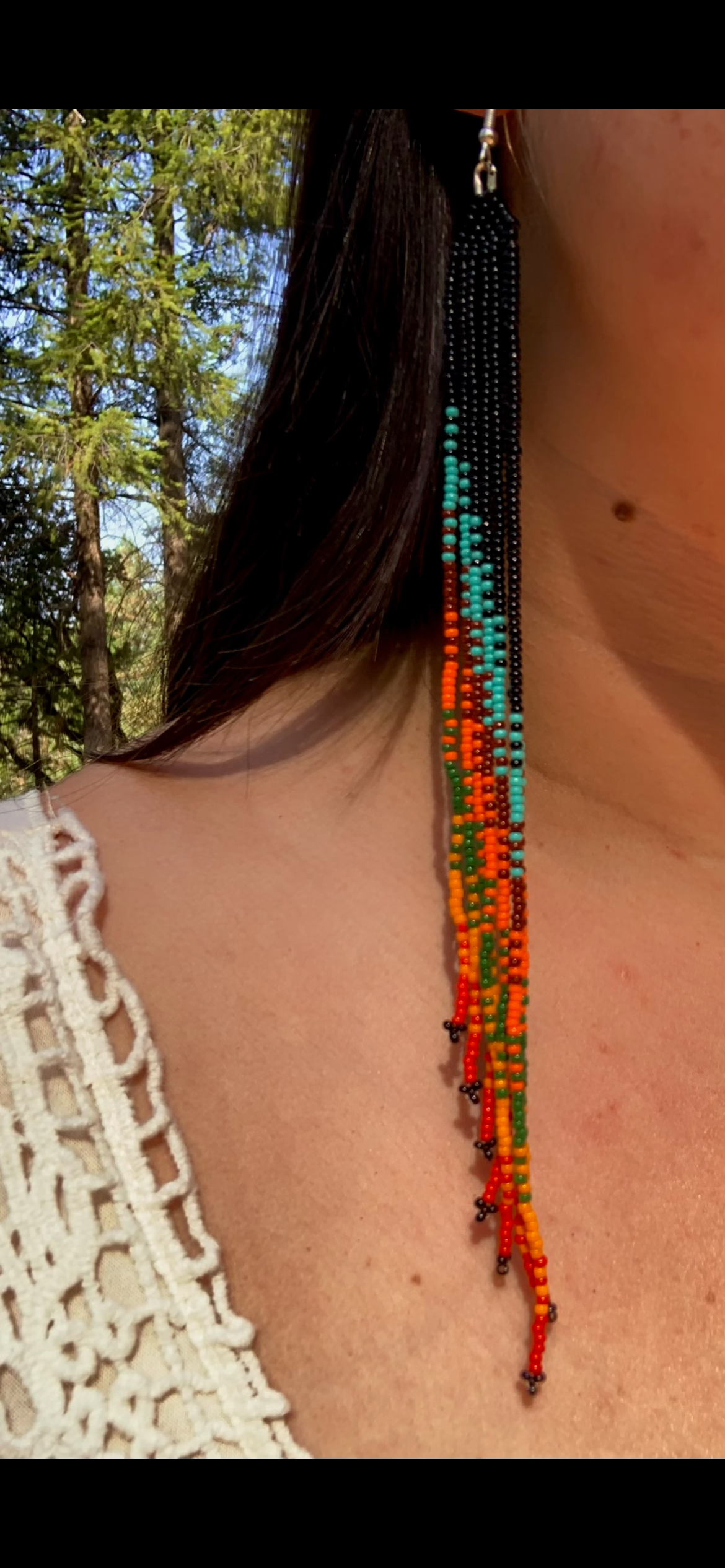 Mix Matched Gradient Extra Long Beaded Earrings