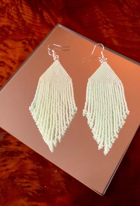 Sea-foam Green Beaded Earrings